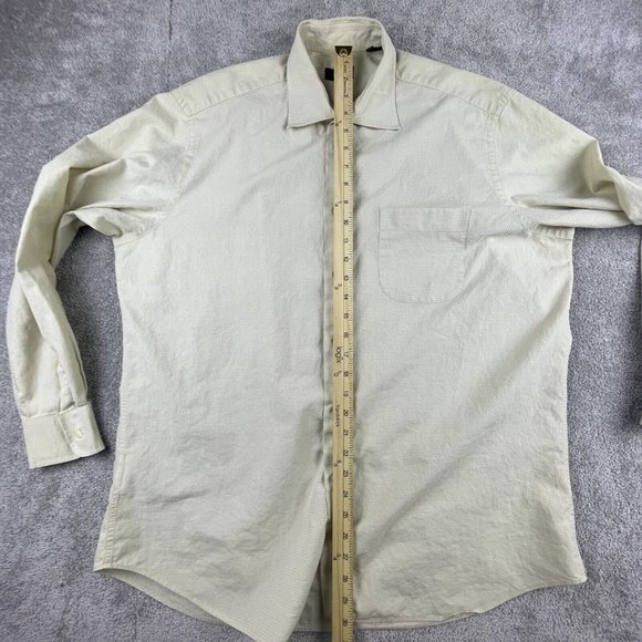 Hugo Boss Dress Shirt Men's Size 17-34/35 Ivory Textured Long Sleeve - Picture 11 of 12